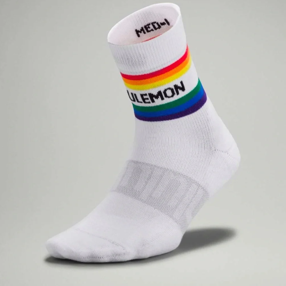 Lululemon Daily Stride Mid Crew Sock Rainbow & White Medium NWT